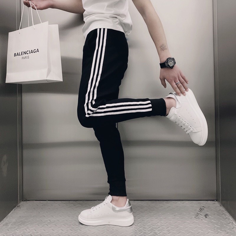 Quần Thể Thao Unisex 3 Sọc Chất Thun Lạnh Co Giãn Tốt Đi Học Đi Chơi Phong Cách Trẻ Trung Cá Tính