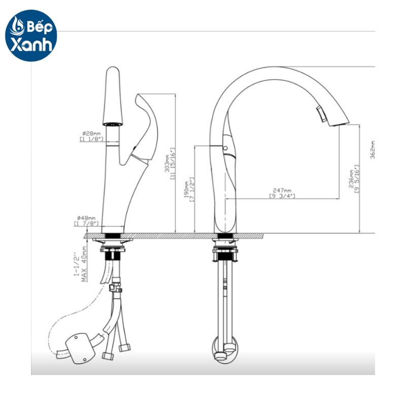 [FREESHIP HCM] Vòi Rửa Chén Nóng Lạnh Ecalite EF-K624C - Màu Bạc