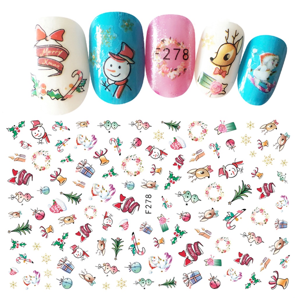 Miếng Dán Trang Trí Móng Tay Hình Ông Già Noel Mini Xinh Xắn