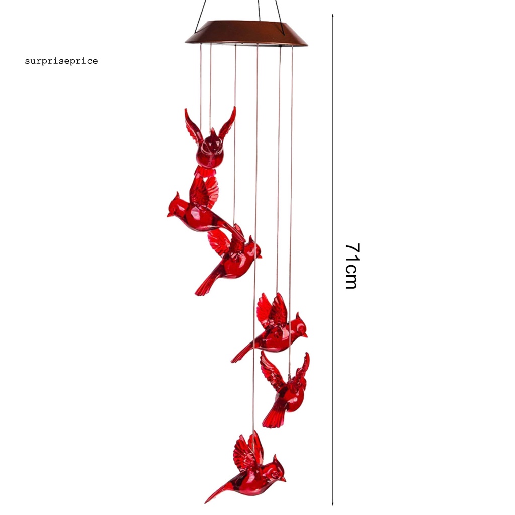 Chuông Gió Có Đèn LED Sử Dụng Năng Lượng Mặt Trời Hình Chú Chim Độc Đáo