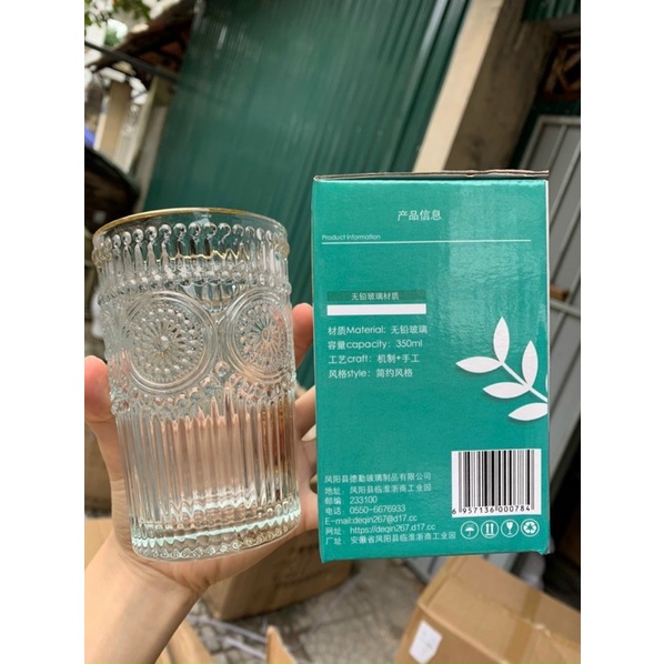 BỘ 6 CỐC THUỶ TINH Vintage Viền Vàng Đẹp Mê Siêu Sang