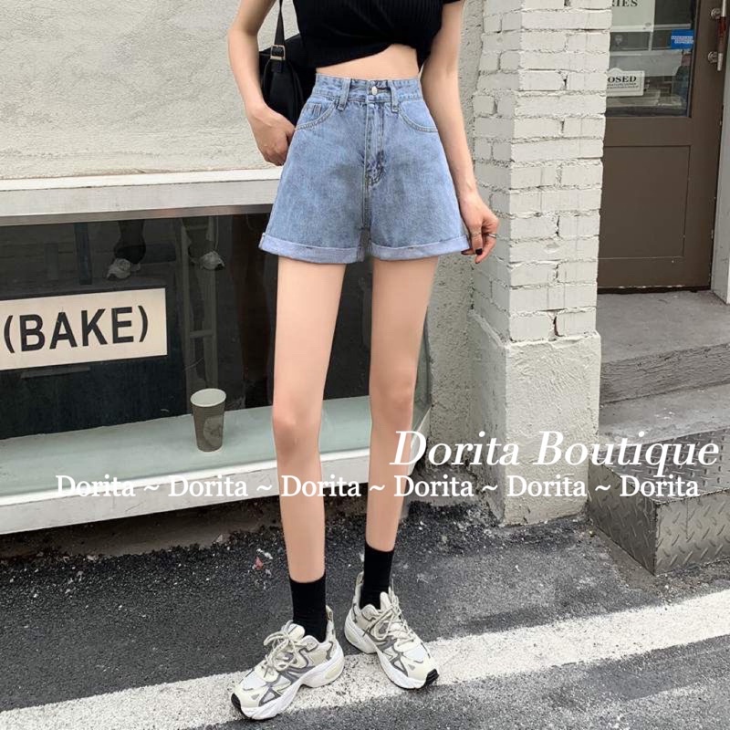 Quần short bò cạp cao 1 khuy, Quần Short bò lưng cao - Dorita Boutique