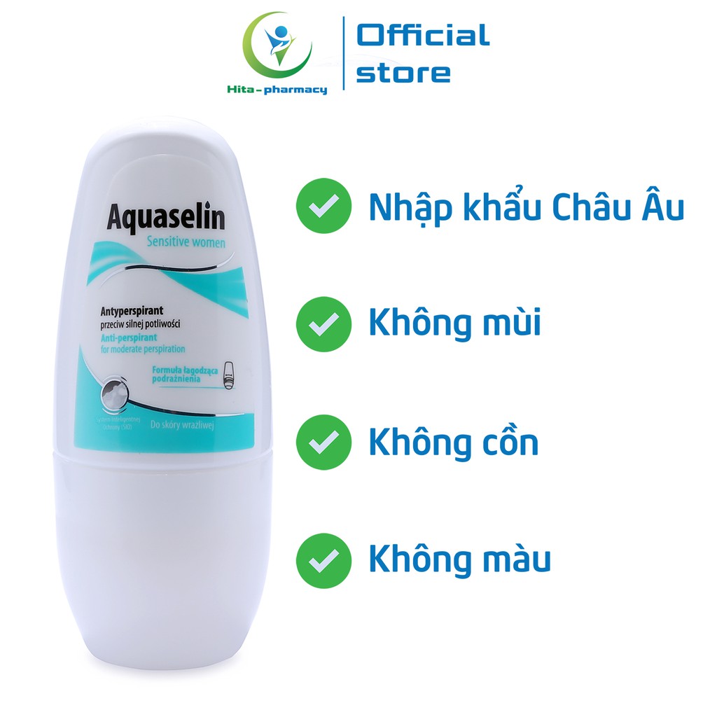 Lăn khử mùi Aquaselin Sensitive Women dành cho nữ mồ hôi nhẹ Chai 50ml