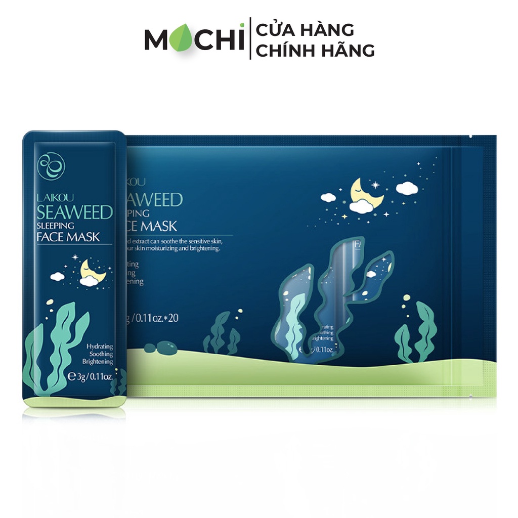 Mặt Nạ Ngủ Tảo Biển Dưỡng Trắng Da Cấp Ẩm Ngừa Mụn Mask Rong Biển Seaweed Laikou Nội Địa MOCHI SHOP Nha Đam Lô Hội