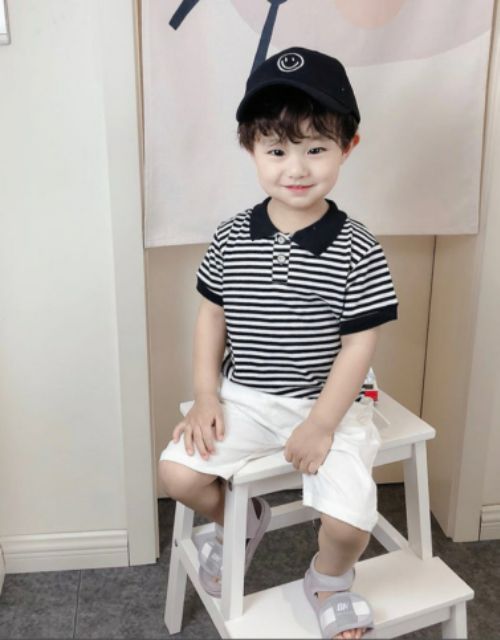 Set Polo kẻ bé trai