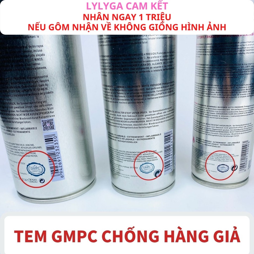 Gôm xịt tóc Butterfly Shadow 150ml 320ml 600ml Chính hãng, Gôm bạc giữ nếp tạo kiểu nam nữ