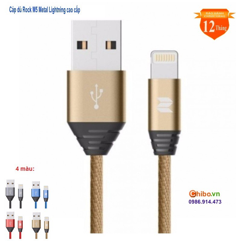 Cáp dù cổng lightning Rock M5 Metal Lightning cao cấp