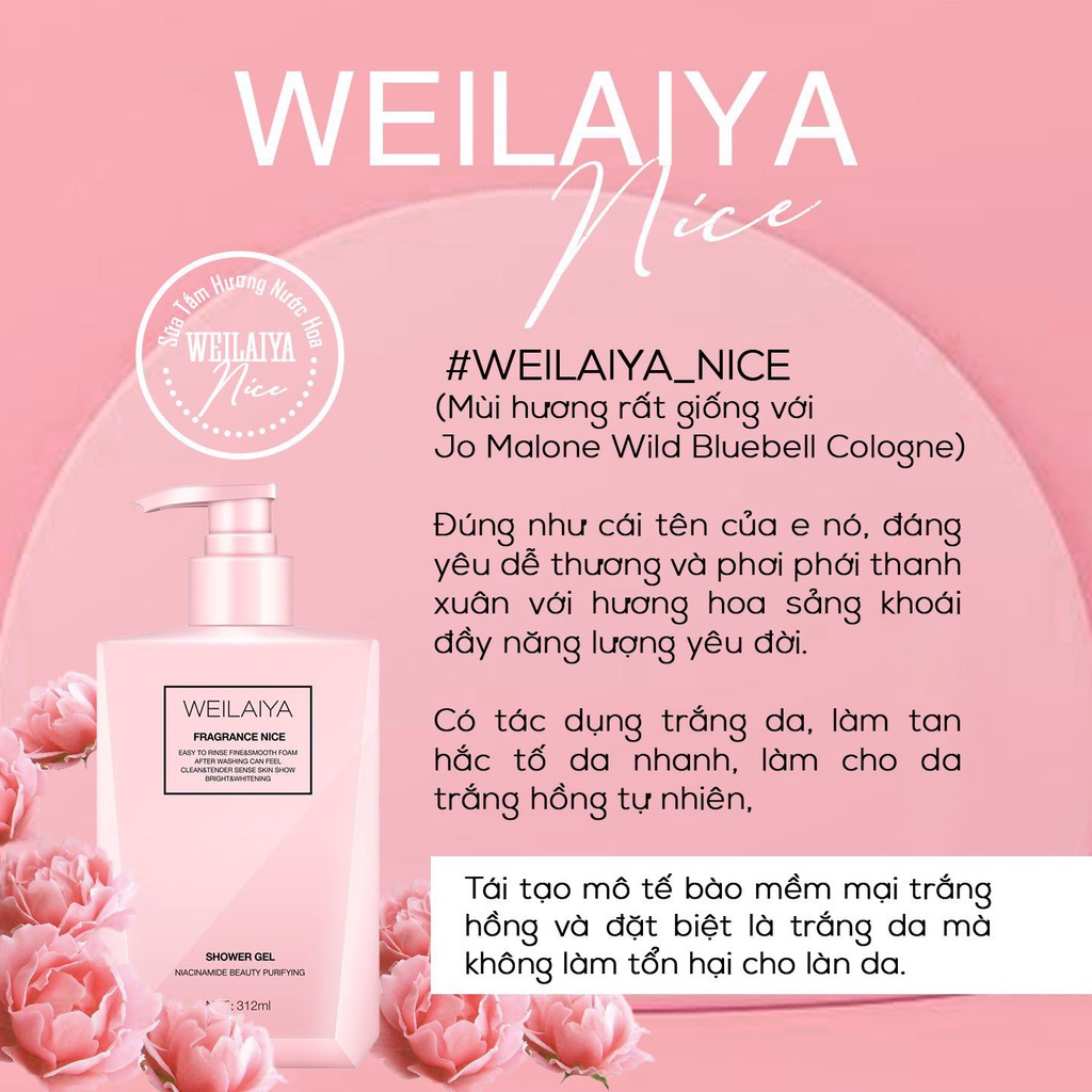 Sữa Tắm Trắng Da Hương Nước Hoa WEILAIYA - Làn Da Căng Bóng Mịn Màng | BigBuy360 - bigbuy360.vn