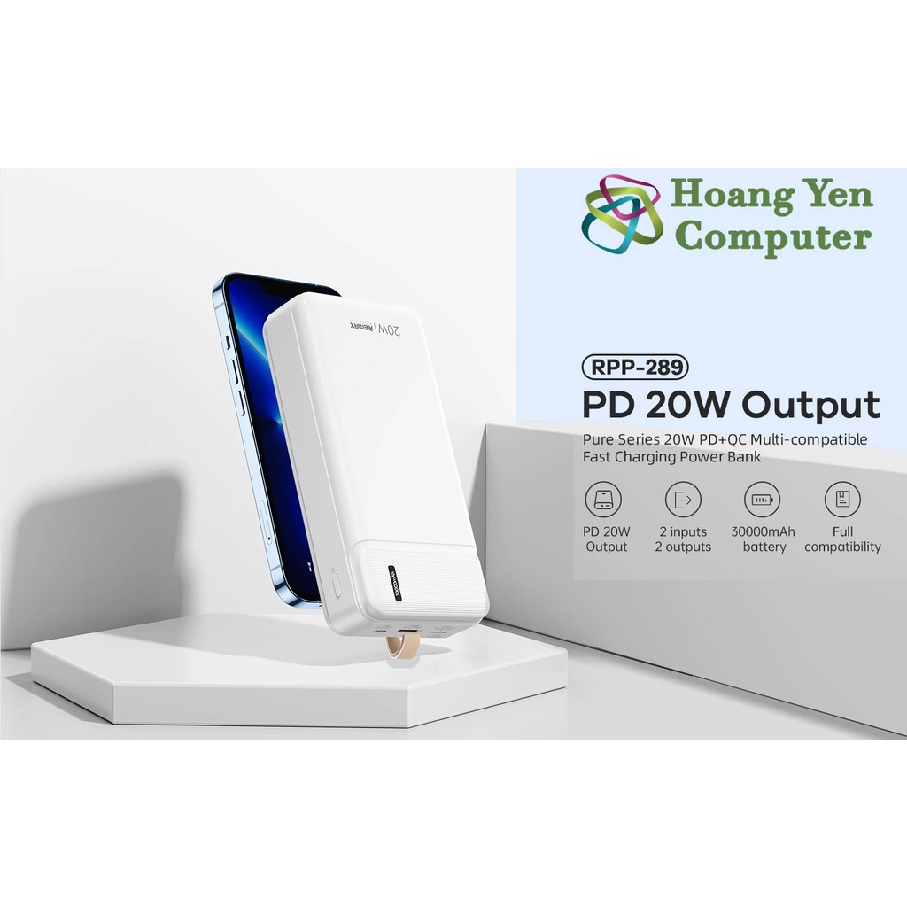 Sạc Dự Phòng Remax RPP-289 30000Mah (Sạc Nhanh QC3.0 18W, PD 20W) - BH 1 Năm - Hoàng Yến Computer
