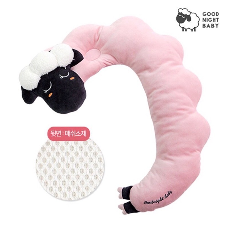 (Made in Korea) Gối cừu đa năng Good night baby Ellusben Hàn Quốc- gối chữ C ngược