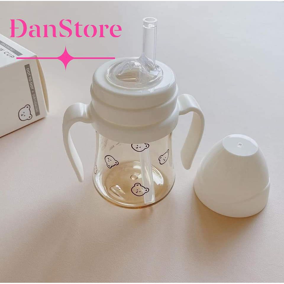 Bình sữa nhựa PPSU Hàn Quốc cho bé, Bình sữa hoạt tiết gấu bear size 200ml 300ml tùy chọn size núm tại HN, HCM