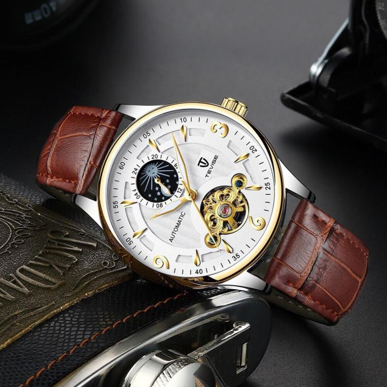 (BIG SALE) ĐỒNG HỒ CƠ LỘ MÁY NAM TEVISE T820B DÂY DA CAO CẤP CHÍNH HÃNG (TẶNG KÈM HỘP)