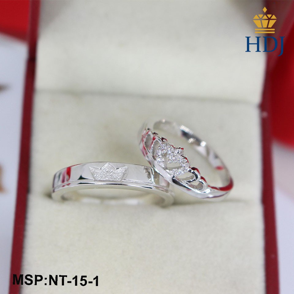 Nhẫn đôi bạc đẹp nhẫn cặp bạc đẹp khắc tên – Hình mặt vương miện sang trọng trang sức cao cấp HDJ mã NT-15-1