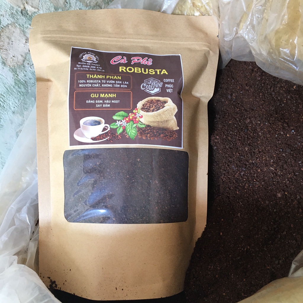 Cà phê Robusta - Cafe rang xay nguyên chất - cafe mộc 500G/gói