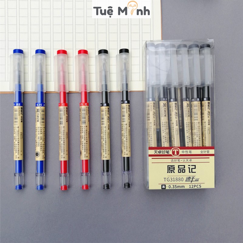 [Mã LIFEXANH03 giảm 10% đơn 500K] Bút mực gel dupe Muji 0.5mm B41 màu mực đen/xanh/đỏ bút đầu kim viết nét đẹp