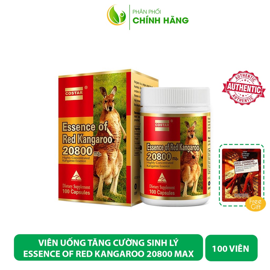 Viên Uống Tăng Cường Sinh Lý Essence of Red Kangaroo 20800 Max Úc Hộp 100 Viên