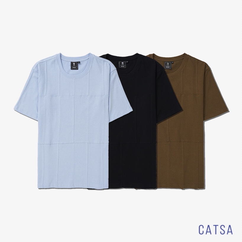 Áo thun cổ tròn 3 màu vải Cotton co giãn, thấm hút mồ hôi CATSA ATN277 - 78 - 79