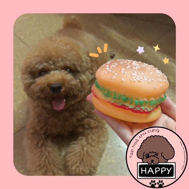 Bóng cao su hamburger chút chít cho thú cưng / Đồ chơi cao su hình bánh hambuger cho chó mèo - Tạp Hoá Thú Cưng Happy