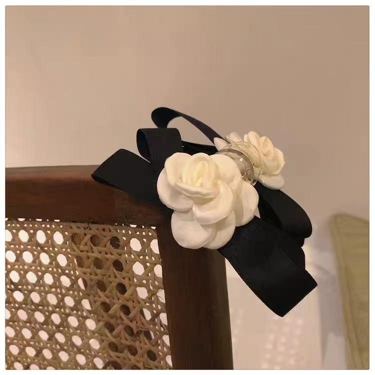 Kẹp Tóc Vải Màu Đen Cỡ Lớn Phong Cách Pháp Thanh Lịch Dành Cho Nữ