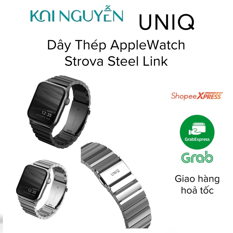 Dây Thép UNIQ Strova Steel Link Band dành cho Apple Watch Series 1--7/SE (44/45mm) - Hàng chính hãng