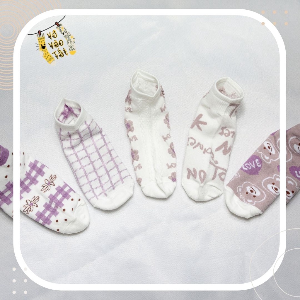 TẤT VỚ NỮ CỔ NGẮN TÍM NHẠT TOKTOK