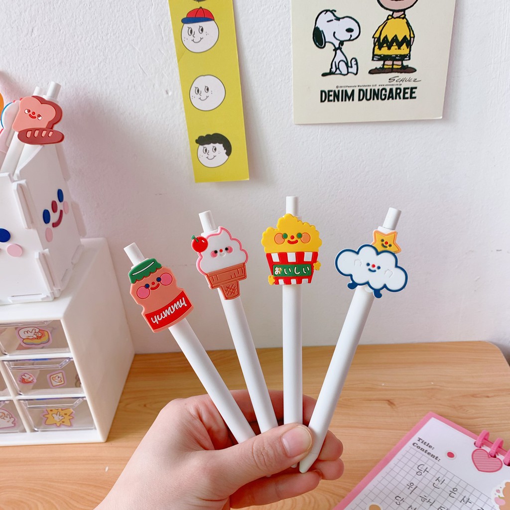 &lt;Ảnh Thật Shop Chụp&gt; Bút Bi Mực Nước Màu Đen Humberger Xinh Xắn Trang Trí Bàn Học Học Sinh D151