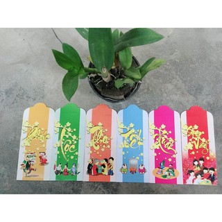 Lì xì 2019 Tết Hoa khai phú quý - Phúc - Lộc - Thọ - Tài Lộc ( 6 bao dài/ set)