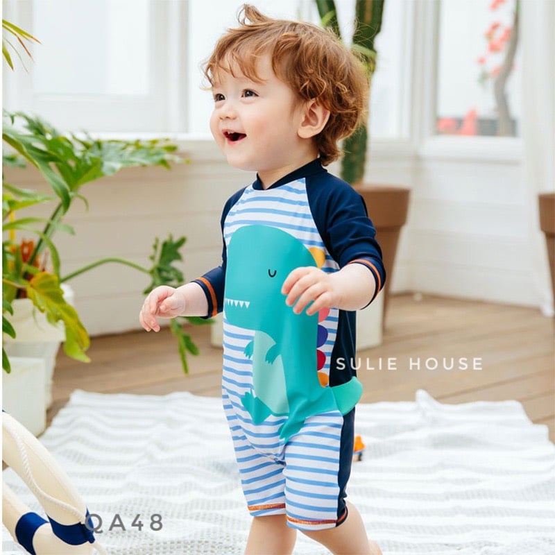 Bộ bơi liền thân khủng long kèm mũ - QA48