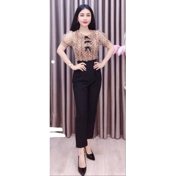 áo voan thun chấm bi đính nơ