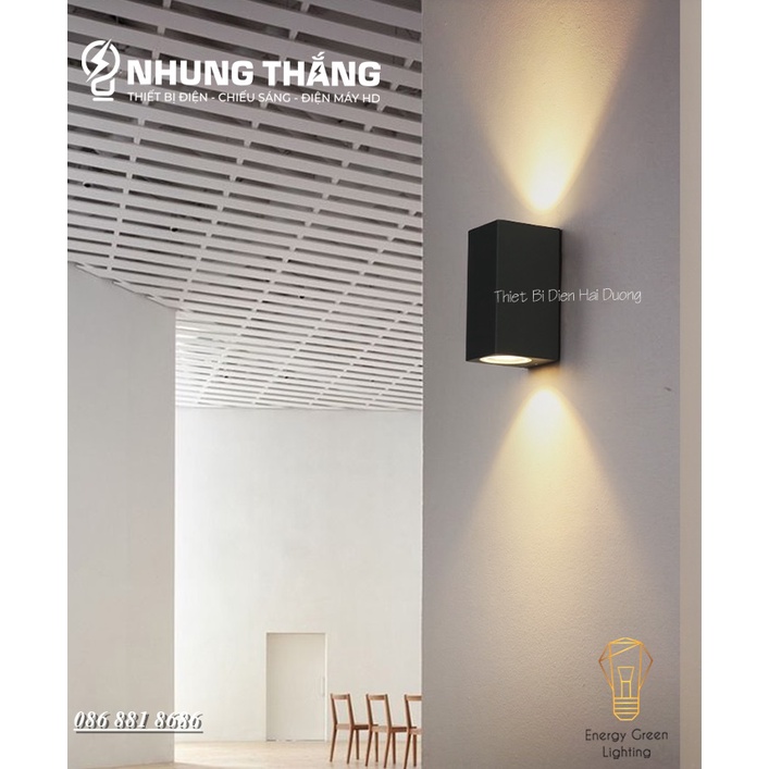 Đèn Hắt Tường Chống Nước 2 Đầu Chiếu Sáng DT-5603 - 10W Ánh Sáng Vàng Thân Nhôm - Chip Led Siêu Sáng - Bảo Hành 1 Năm