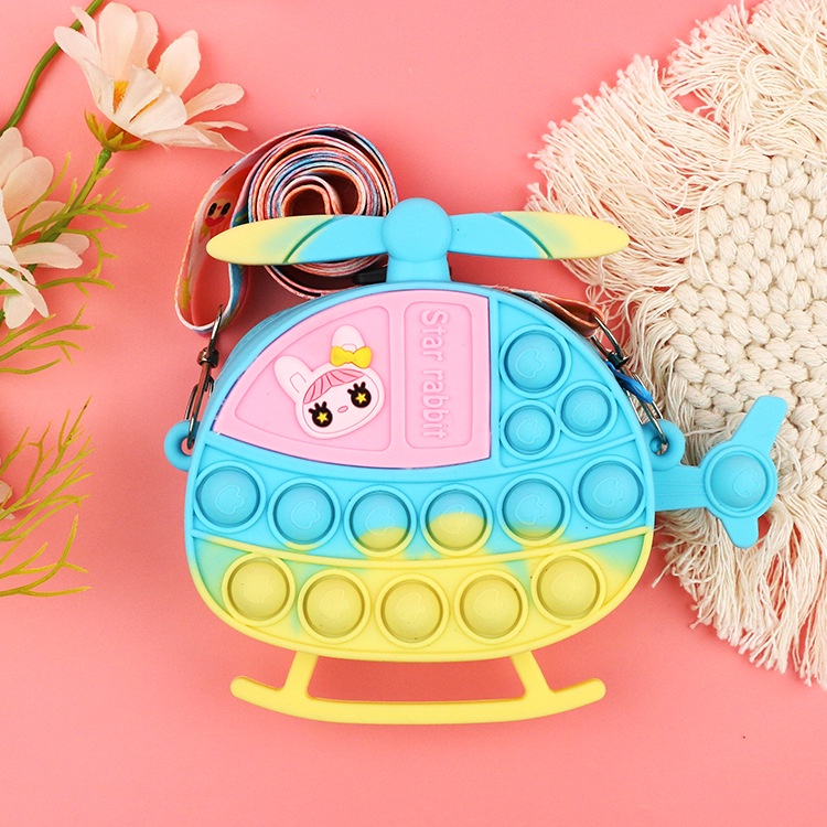 Túi pop it cho bé gái giá rẻ đeo chéo giảm căng thẳng bóp bong bóng hình máy bay siêu dễ thương Fullbaby 046