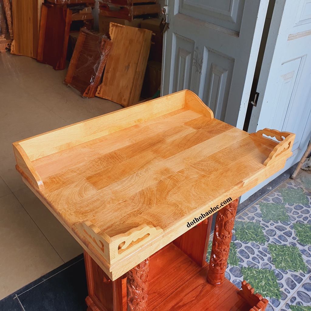 Bàn thờ treo tường gỗ tràm bông vàng 50cm – vàng nhạt