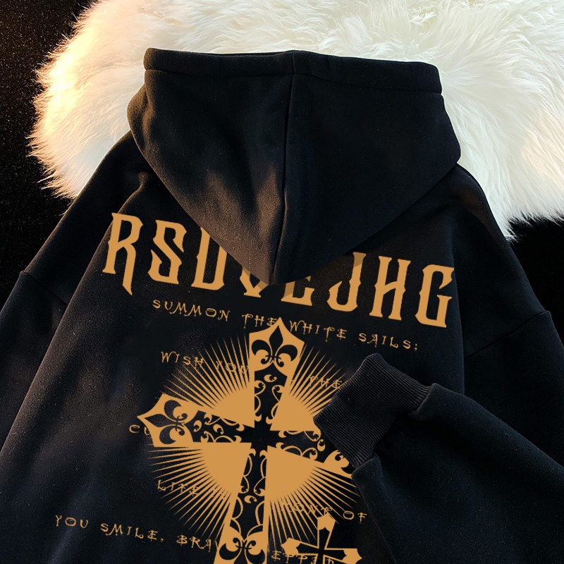 Áo Hoodie Tay Dài Dáng Rộng Cỡ Lớn Thời Trang Đường Phố Mỹ Cổ Điển Dành Cho Nam Nữ