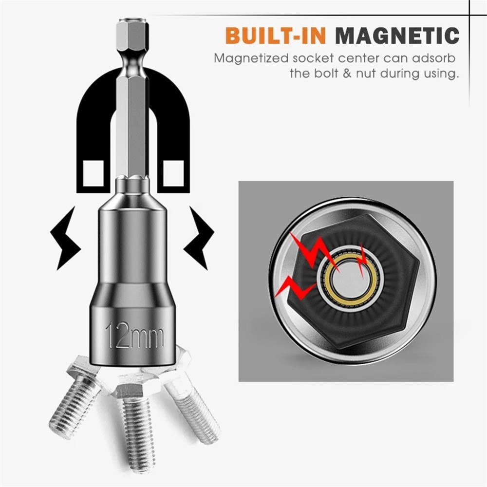 Bộ phụ kiện 14 cây vặn ốc luc giác dài 7 cm thép công nghiệp có nam châm đầu khẩu 1/4 phù hợp nhiều loại máy vặn ốc cle