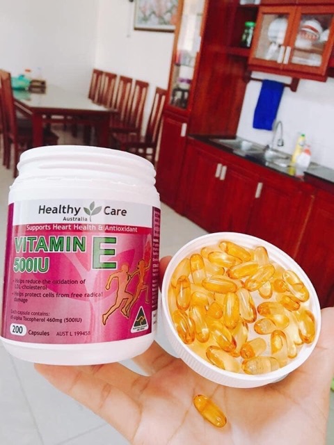 (Mẫu mới nhất) Vitamin E 500IU Healthy care Úc 200 viên- Đủ bill