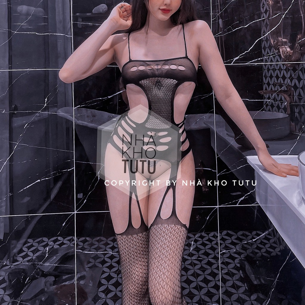 Set đồ ngủ ren lưới bodysuit liền vớ mặc nhà L364 Nhà Kho TuTu | BigBuy360 - bigbuy360.vn