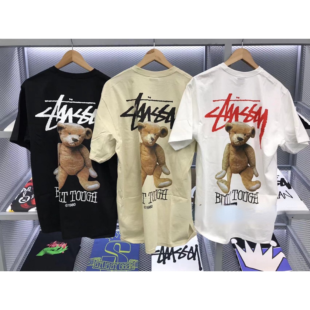 Stussy Áo Thun Tay Ngắn In Hình Gấu Đáng Yêu