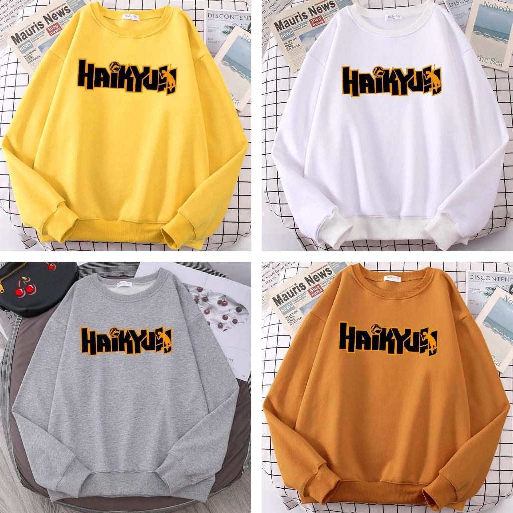 ÁO SWEATER NỈ UNISEX HAIKYUN ÁO NỈ KHÔNG NÓN FORM RỘNG NAM NỮ NHIỀU MÀU