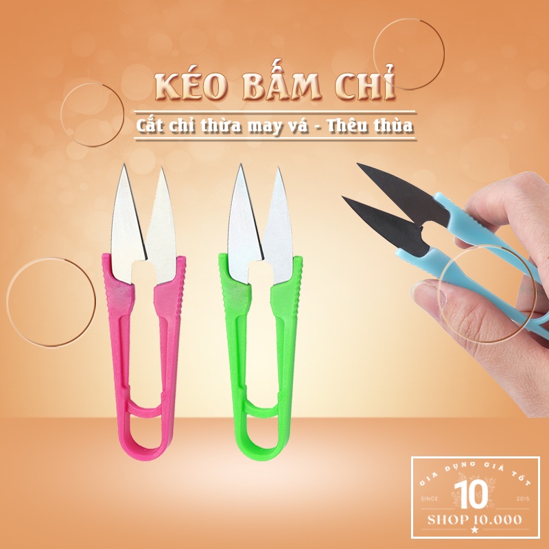 Kéo bấm chỉ - Kéo cắt chỉ may, thêu cán nhựa đa năng