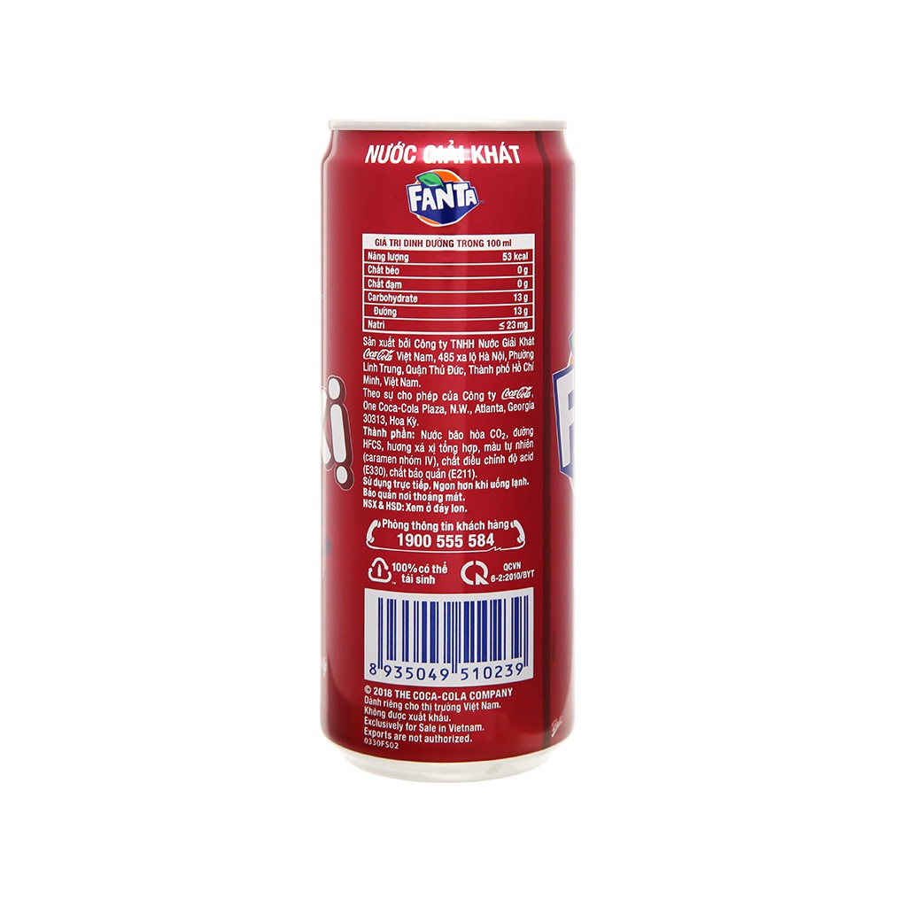 5 lon nước ngọt Fanta hương xá xị 330ml