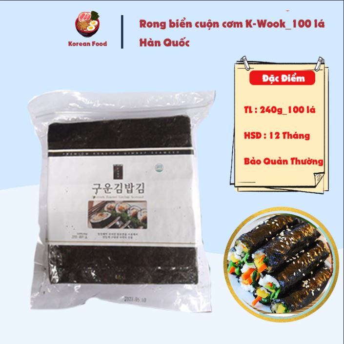 RONG BIỂN CUỘN CƠM K-WOOK_100 lá