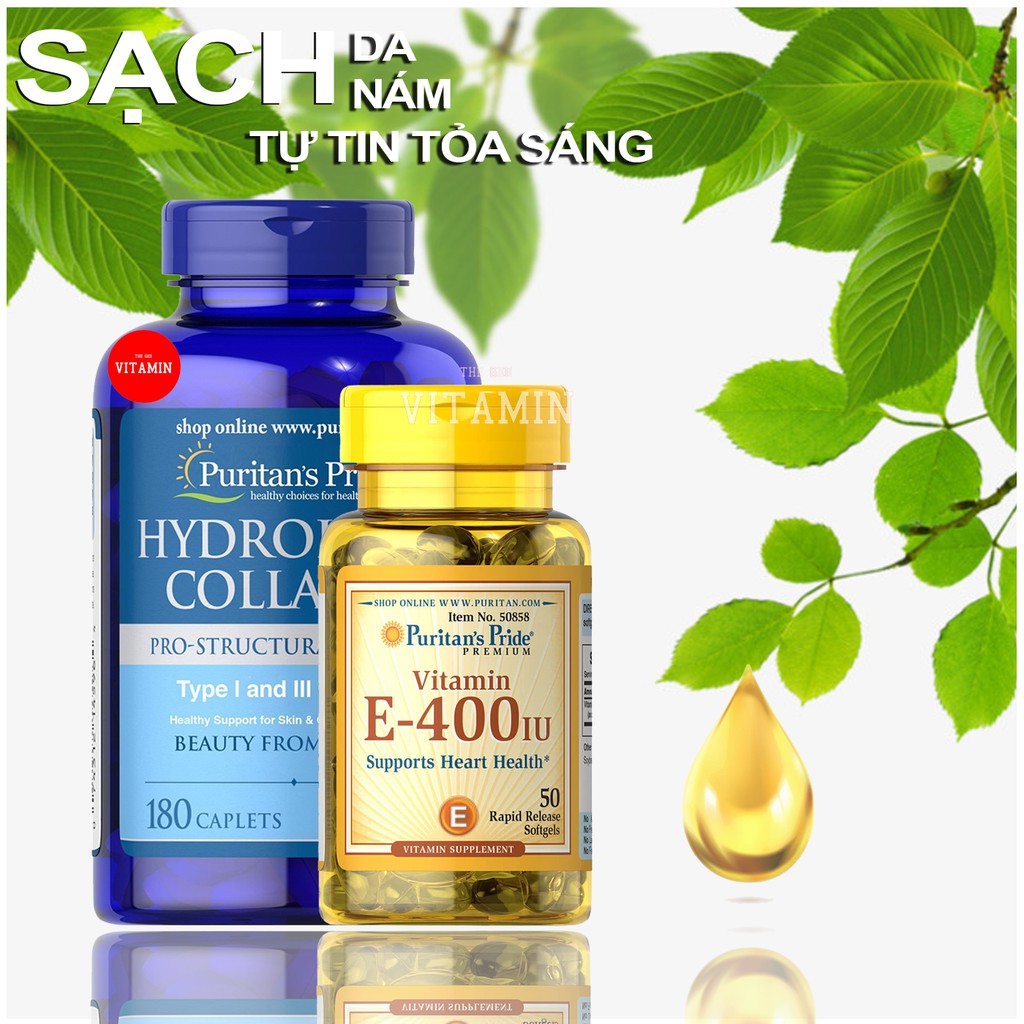 Combo làm đẹp da mờ nám Collagen thủy phân - Vitamin E 50 viên