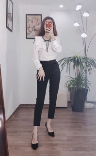 Sơ mi nơ cổ bèo cho nữ