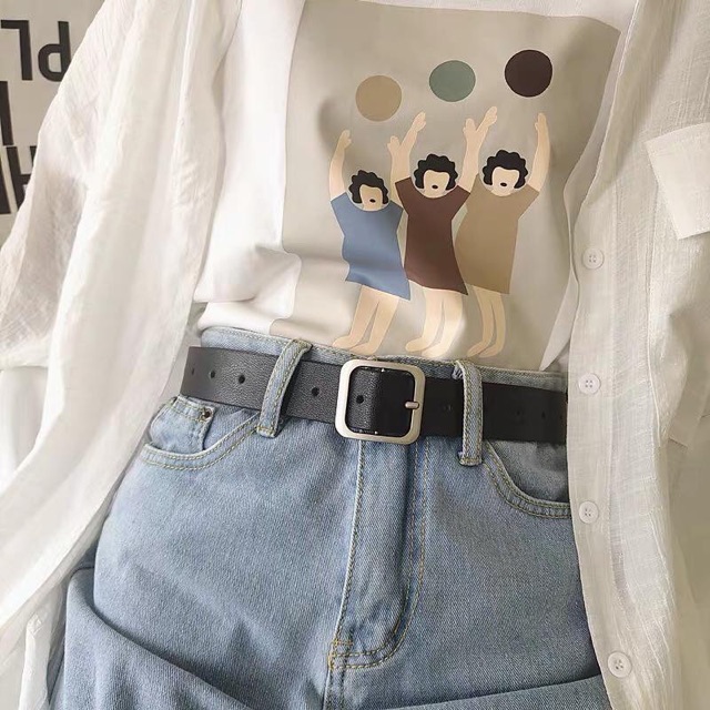 THẮT LƯNG da nam nữ  BẢN NHỎ 2,5Cm DÂY NỊT ULZZANG MẶT VÀNG STYLE HÀN QUỐC XỊN ĐẸP