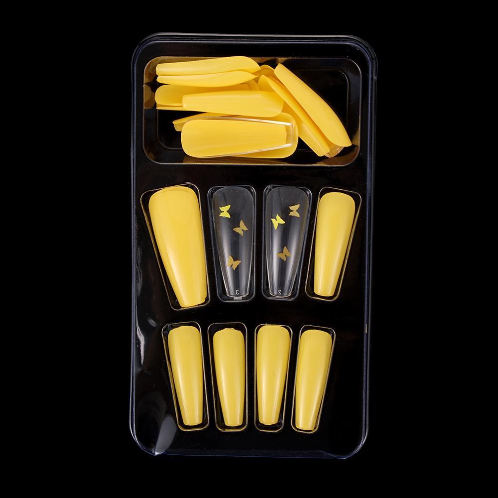 XIANTIN Hộp 24 Móng Tay Giả Màu Trơn Hình Bướm Thời Trang