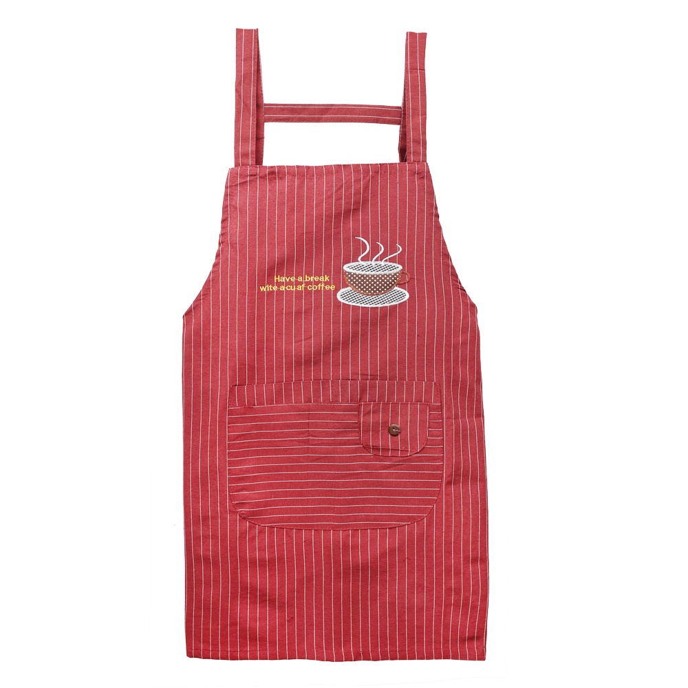 Tạp dề bằng cotton và vải lanh mỏng chống dầu chống bám bẩn thoáng khí phong cách Hàn Quốc cho nữ