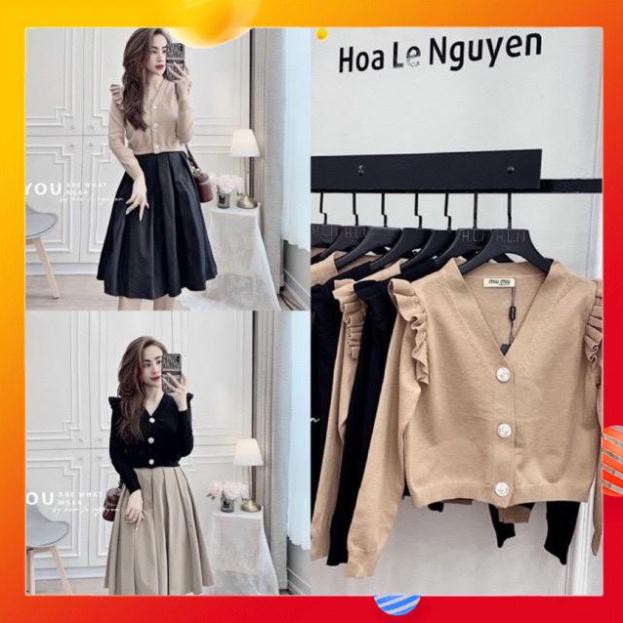 Áo Khoát Lửng Nữ, Áo Khoác Len Cổ V Viền Tay Bèo Có Khóa Kéo Thời Trang Phong Cách Hàn Quốc Sang Chảnh. | BigBuy360 - bigbuy360.vn