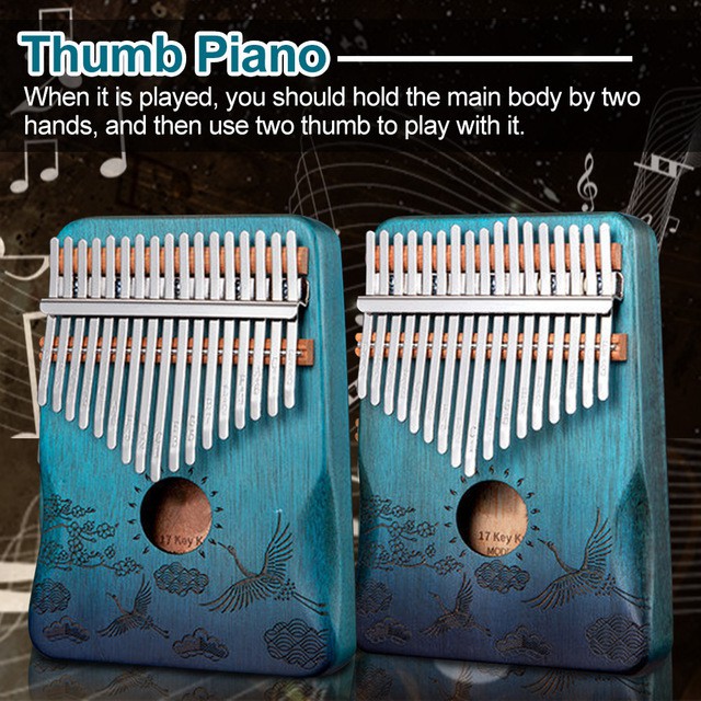 Đàn kalimba 17 phím -Thump Piano gỗ Mahogany Hạc Xanh DF-312