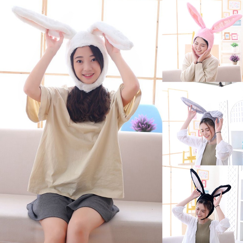 Mũ trùm đầu hình tai thỏ dễ thương cho nam và nữ