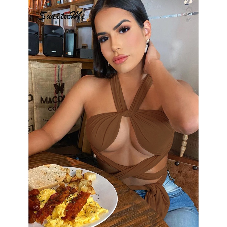 Áo sơ mi Sweeticme hai dây thiết kế quyến rũ mới dành cho nữ